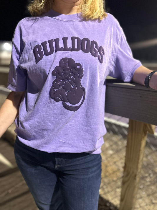 Vintage Bulldog Dark Purple Puff Print