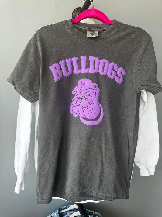 Vintage Bulldog Light Purple Puff Print