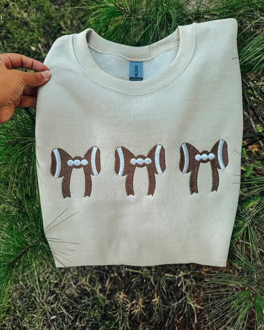 Football Bows Embroidered