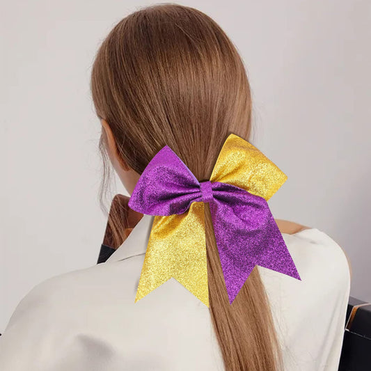 Full Glitter Cheer Bow (purple/gold)
