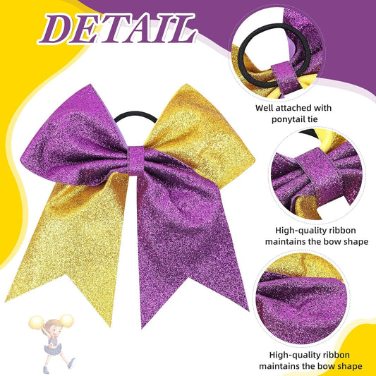 Full Glitter Cheer Bow (purple/gold)